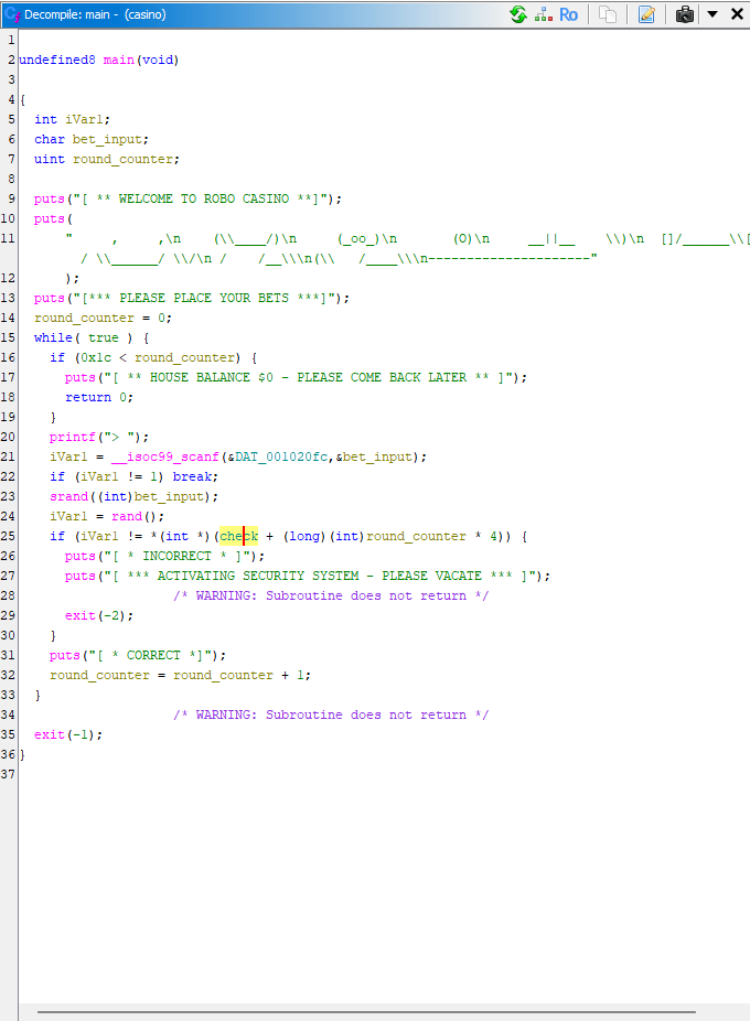 Ghidra decompiled main